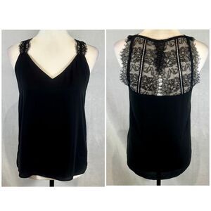 Loft black lace detail shell top size XXS